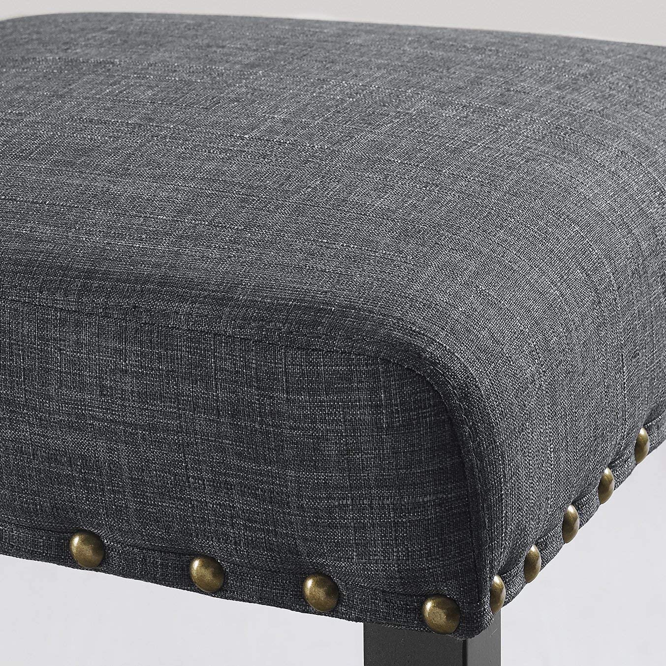 Roundhill Furniture Biony Gray Fabric Dining Chairs with Nailhead Trim, Set of 2 - Image 2